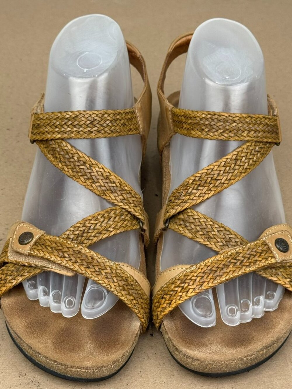 Women's Braided Strappy Wedge Sandals - Tan
